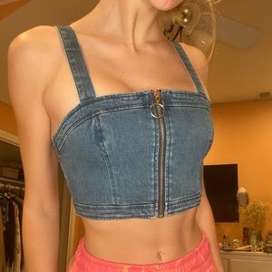CROPPED JEAN ZIP UP TOP